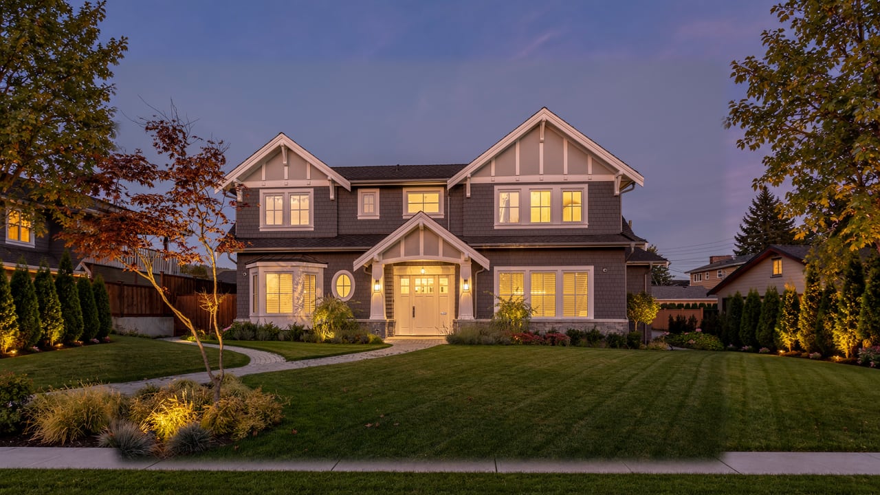 Traditional Comfort, a Craftsman home by Tavan Group, at dusk